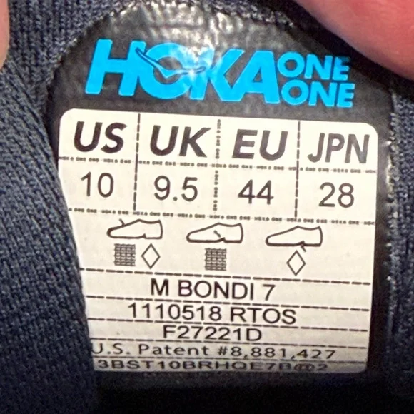 Hoka Men's Blue Running Shoes Bondi 7 size 10 - Picture 8 of 11
